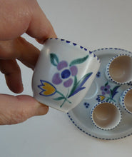 Load image into Gallery viewer, Vintage 1950s Floral POOLE POTTERY Set of Four Egg Cups &amp; Matching Stand
