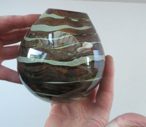 1970s Vintage Mdina Glass Vase Earthtone with Stripes