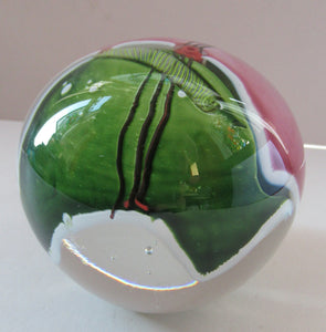 MAGNUM SIZE. Vintage 1990s AMERICAN STUDIO / ART GLASS Paperweight by James R Wilbat. Etched Signature