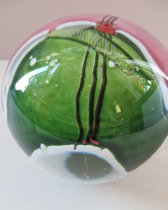 MAGNUM SIZE. Vintage 1990s AMERICAN STUDIO / ART GLASS Paperweight by James R Wilbat. Etched Signature