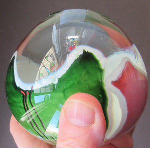 MAGNUM SIZE. Vintage 1990s AMERICAN STUDIO / ART GLASS Paperweight by James R Wilbat. Etched Signature