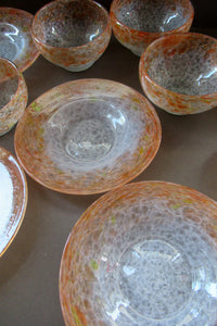 1950s Set of Six Vasart Scottish Glass Bowls and Plates