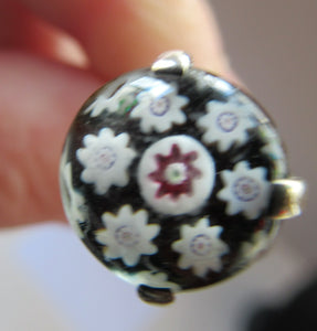 1970s Caithness Glass and Silver millefiori paperweight ring
