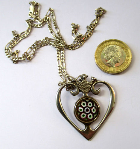 1970s Caithness Glass Pendant Miniature Millefiori Paperweight Set in Silver Luckenbooth
