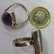Load image into Gallery viewer, Vintage 925 Solid Silver Ring Flower Head with Amethyst Crystals UK Size O
