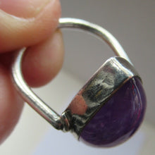 Load image into Gallery viewer, Vintage 925 Solid Silver Ring Flower Head with Amethyst Crystals UK Size O
