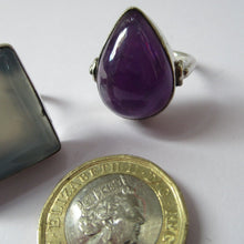 Load image into Gallery viewer, Vintage 925 Solid Silver Ring Flower Head with Amethyst Crystals UK Size O
