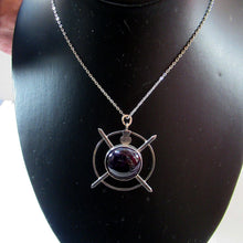 Load image into Gallery viewer, Stylish Vintage 1980s Hallmarked Silver Scottish Pendant with Amethyst Inclusion
