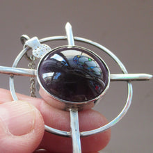 Load image into Gallery viewer, Stylish Vintage 1980s Hallmarked Silver Scottish Pendant with Amethyst Inclusion
