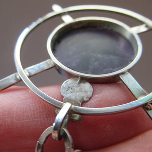 Stylish Vintage 1980s Hallmarked Silver Scottish Pendant with Amethyst Inclusion