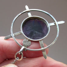 Load image into Gallery viewer, Stylish Vintage 1980s Hallmarked Silver Scottish Pendant with Amethyst Inclusion
