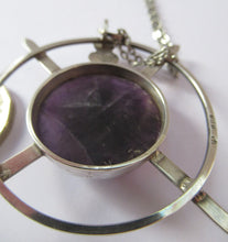Load image into Gallery viewer, Stylish Vintage 1980s Hallmarked Silver Scottish Pendant with Amethyst Inclusion

