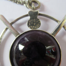 Load image into Gallery viewer, Stylish Vintage 1980s Hallmarked Silver Scottish Pendant with Amethyst Inclusion
