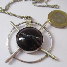 Load image into Gallery viewer, Stylish Vintage 1980s Hallmarked Silver Scottish Pendant with Amethyst Inclusion
