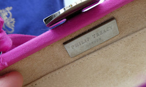 Pre-loved Philip Treacey Small Pink Handbag or Clutch Bag. Boxed with Dustbag