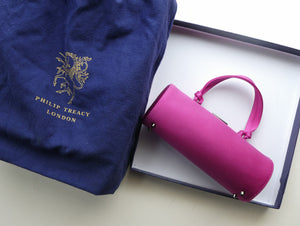 Pre-loved Philip Treacey Small Pink Handbag or Clutch Bag. Boxed with Dustbag