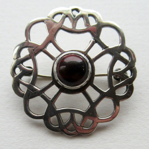 1970s Scottish Silver Brooch with Central Stone. Probably by John Hart