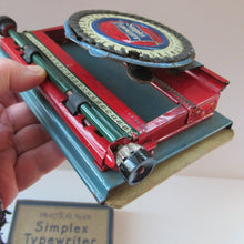 Load image into Gallery viewer, 1920s Simplex Tinplate Toy Typewriter No. 100 Original Box
