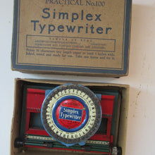 Load image into Gallery viewer, 1920s Simplex Tinplate Toy Typewriter No. 100 Original Box
