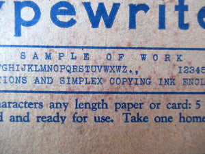 1920s Simplex Tinplate Toy Typewriter No. 100 Original Box