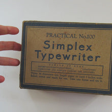 Load image into Gallery viewer, 1920s Simplex Tinplate Toy Typewriter No. 100 Original Box
