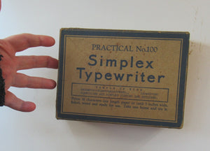 1920s Simplex Tinplate Toy Typewriter No. 100 Original Box