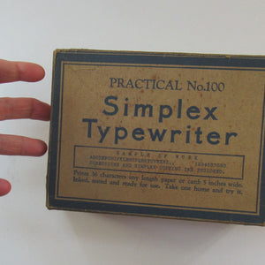 1920s Simplex Tinplate Toy Typewriter No. 100 Original Box