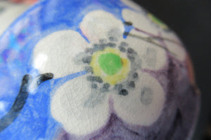 1920s Mak Merry Miniature Vase with Blue Background and White Prunus Flowers