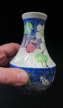 Load image into Gallery viewer, 1920s Mak Merry Miniature Vase with Blue Background and White Prunus Flowers
