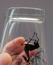 Load image into Gallery viewer, 1950s French Drinking Tumblers with Black and Gold Reindeer Pattern
