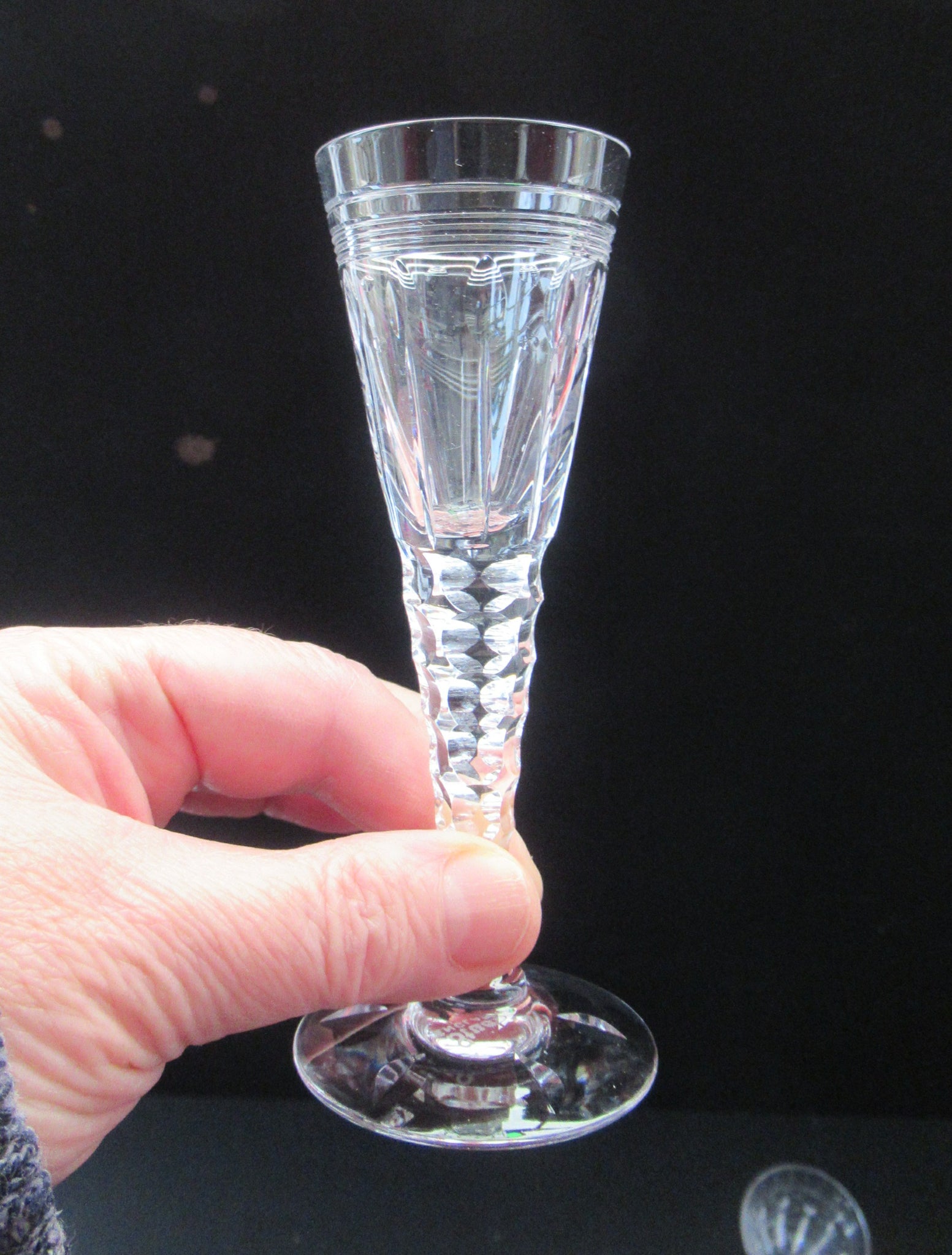 5 Vintage CRYSTAL Wine Glasses, Set of 5, Stuart-england 1950's