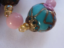 Load image into Gallery viewer, Old &quot;WEDDING CAKE&quot; Murano Glass Blue Bead Necklace
