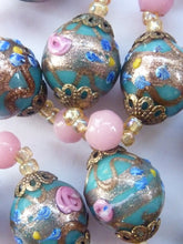 Load image into Gallery viewer, Old &quot;WEDDING CAKE&quot; Murano Glass Blue Bead Necklace
