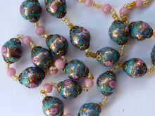 Load image into Gallery viewer, Old &quot;WEDDING CAKE&quot; Murano Glass Blue Bead Necklace
