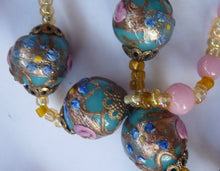 Load image into Gallery viewer, Old &quot;WEDDING CAKE&quot; Murano Glass Blue Bead Necklace
