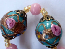 Load image into Gallery viewer, Old &quot;WEDDING CAKE&quot; Murano Glass Blue Bead Necklace
