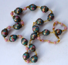 Load image into Gallery viewer, Old &quot;WEDDING CAKE&quot; Murano Glass Blue Bead Necklace
