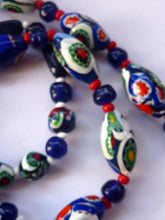 Load image into Gallery viewer, Good Quality Vintage Millefiori Murano Glass Bead Necklace. Total Length 26 inches
