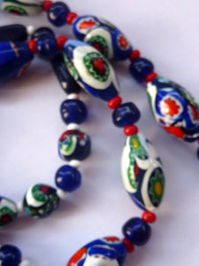 Good Quality Vintage Millefiori Murano Glass Bead Necklace. Total Length 26 inches