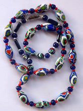 Load image into Gallery viewer, Good Quality Vintage Millefiori Murano Glass Bead Necklace. Total Length 26 inches

