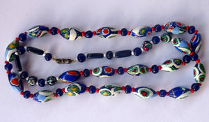 Good Quality Vintage Millefiori Murano Glass Bead Necklace. Total Length 26 inches.