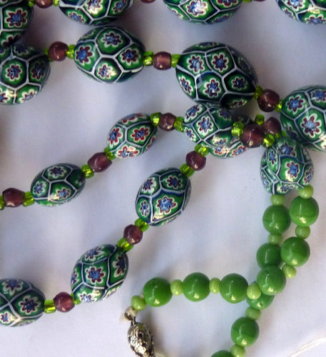 Vintage Delicate Millefiori Murano Glass Bead Necklace