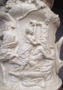 1844 Charles Meigh Stoneware Jug with Bacchus and Pan. Bacchanalian Scene