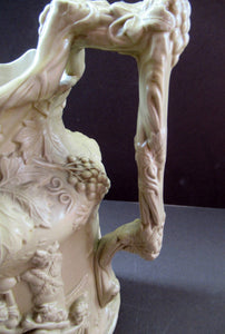 1844 Charles Meigh Stoneware Jug with Bacchus and Pan. Bacchanalian Scene