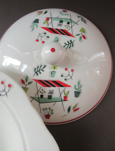 Vintage Garden Design 1950s Crown Ducal Arizona Serving Dish or Tureen