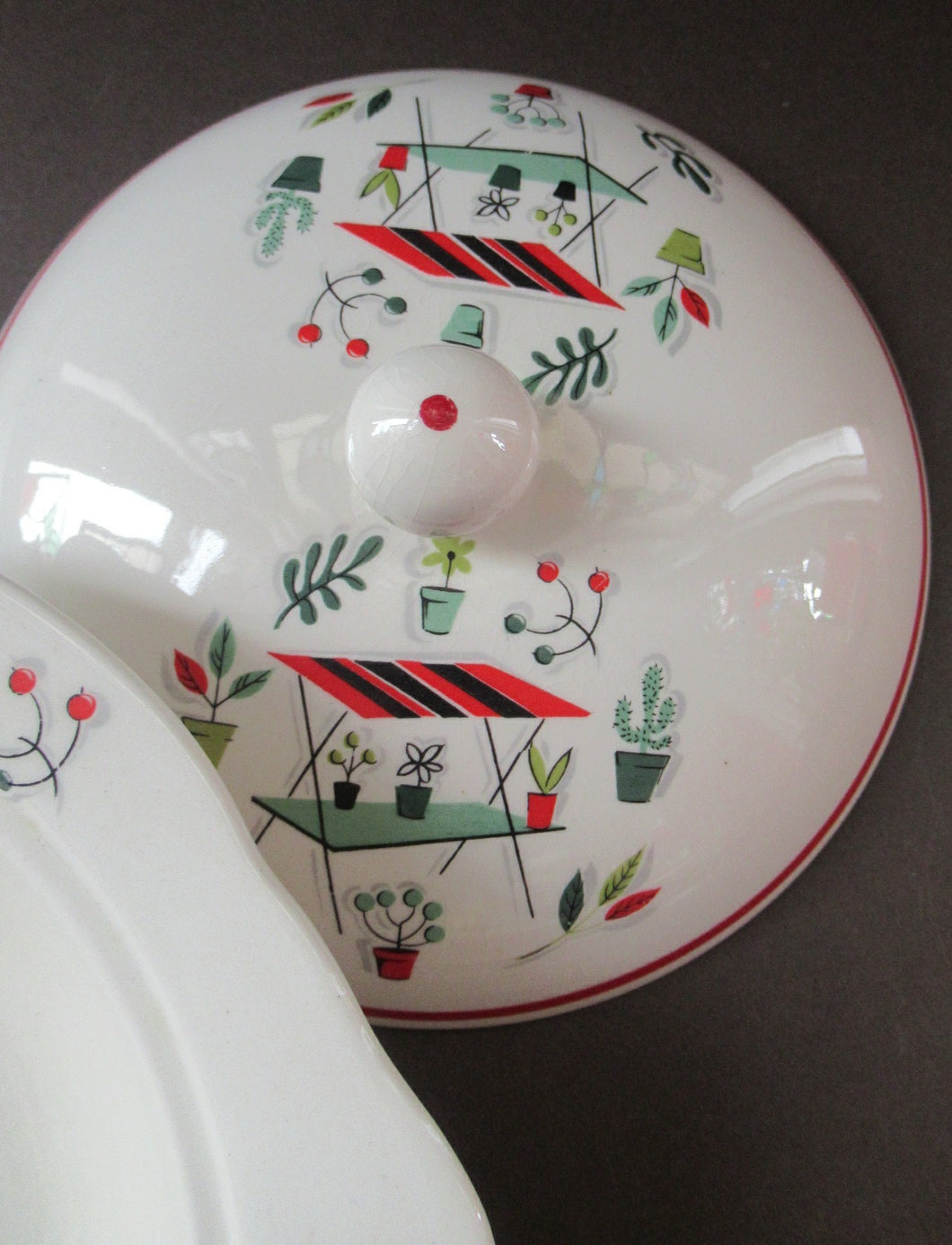 Vintage Garden Design 1950s Crown Ducal Arizona Serving Dish or Tureen