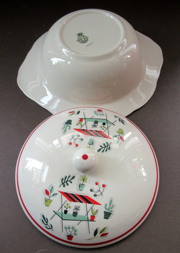 Vintage Garden Design 1950s Crown Ducal Arizona Serving Dish or Tureen