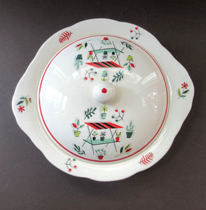 Vintage Garden Design 1950s Crown Ducal Arizona Serving Dish or Tureen