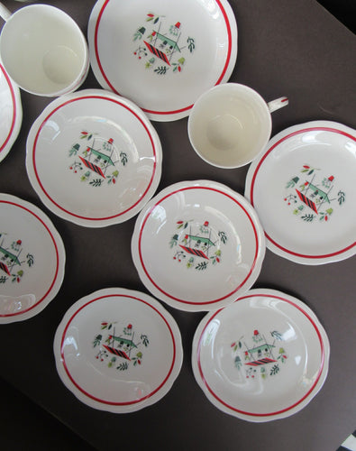 1950s Crown Ducal Arizona Pattern. Job Lot Four Trios: Teacup, Saucer and Side Plate