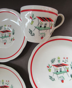 1950s Crown Ducal Arizona Pattern. Job Lot Four Trios: Teacup, Saucer and Side Plate